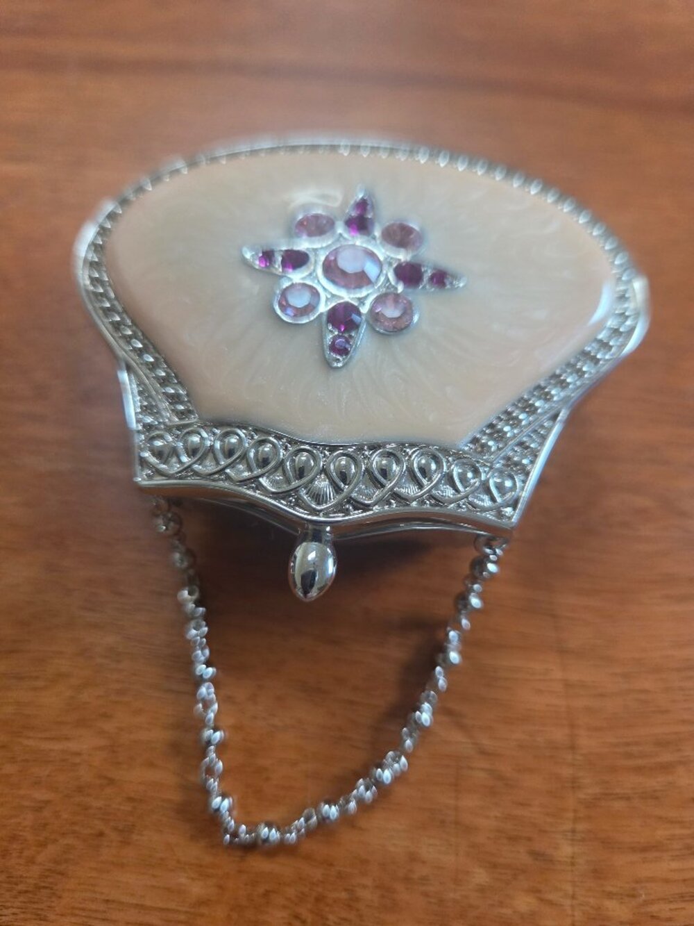 vintage partylite purse tea light candle holder cream finish with starburst